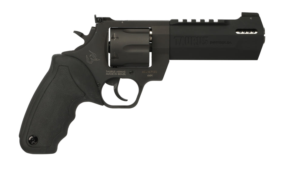 Taurus 2-440051RH Raging Hunter 44 Rem Mag Caliber with 5.12" Picatinny Rail/Ported Barrel, 6rd Capacity Matte Black Oxide Finish Cylinder, Matte Black Oxide Finish Steel Frame & Black Rubber Grip