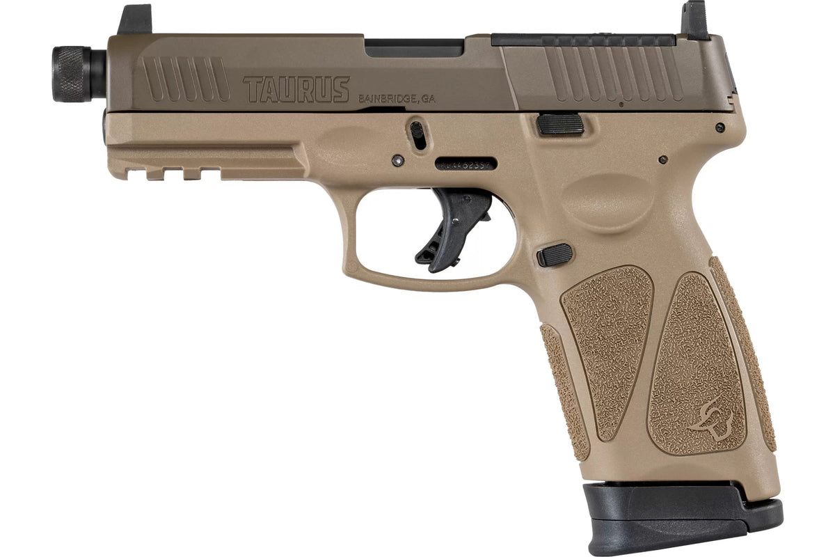 Taurus 1G3P941TAC G3 9mm Luger 17+1 4.50" Threaded Barrel, FDE Polymer Frame With Picatinny Acc. Rail, T.O.R.O Optic Cut Patriot Brown Cerakote Steel Slide, Re-Strike Capability, No Manual Safety