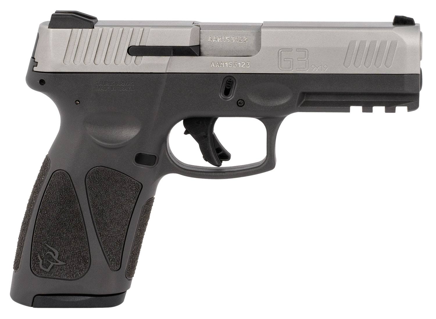 Taurus 1G3B949G15 G3 Full Size Frame 9mm Luger 15+1 4" Matte Stainless Steel Barrel, Matte Serrated Stainless Steel Slide, Gray Polymer Frame w/Picatinny Rail, Gray Polymer Grip, Right Hand