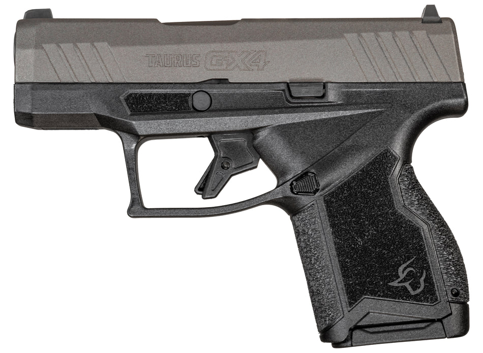 Taurus 1-GX4M93C GX4 Micro-Compact 9mm Luger Caliber with 3.06" Barrel, 11+1 Capacity, Black Finish Frame, Serrated Tungsten Gray Cerakote Steel Slide & Interchangeable Backstrap Grip Includes 2 Mags