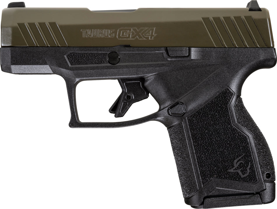 Taurus 1GX4M93B GX4 9mm Luger 11+1 3.06" Black Stainless Steel Barrel, Mil-Spec Green Cerakote Serrated Steel Slide, Black Polymer Frame, Black w/Interchangeable Backstrap Grip, Manual/Trigger Safety