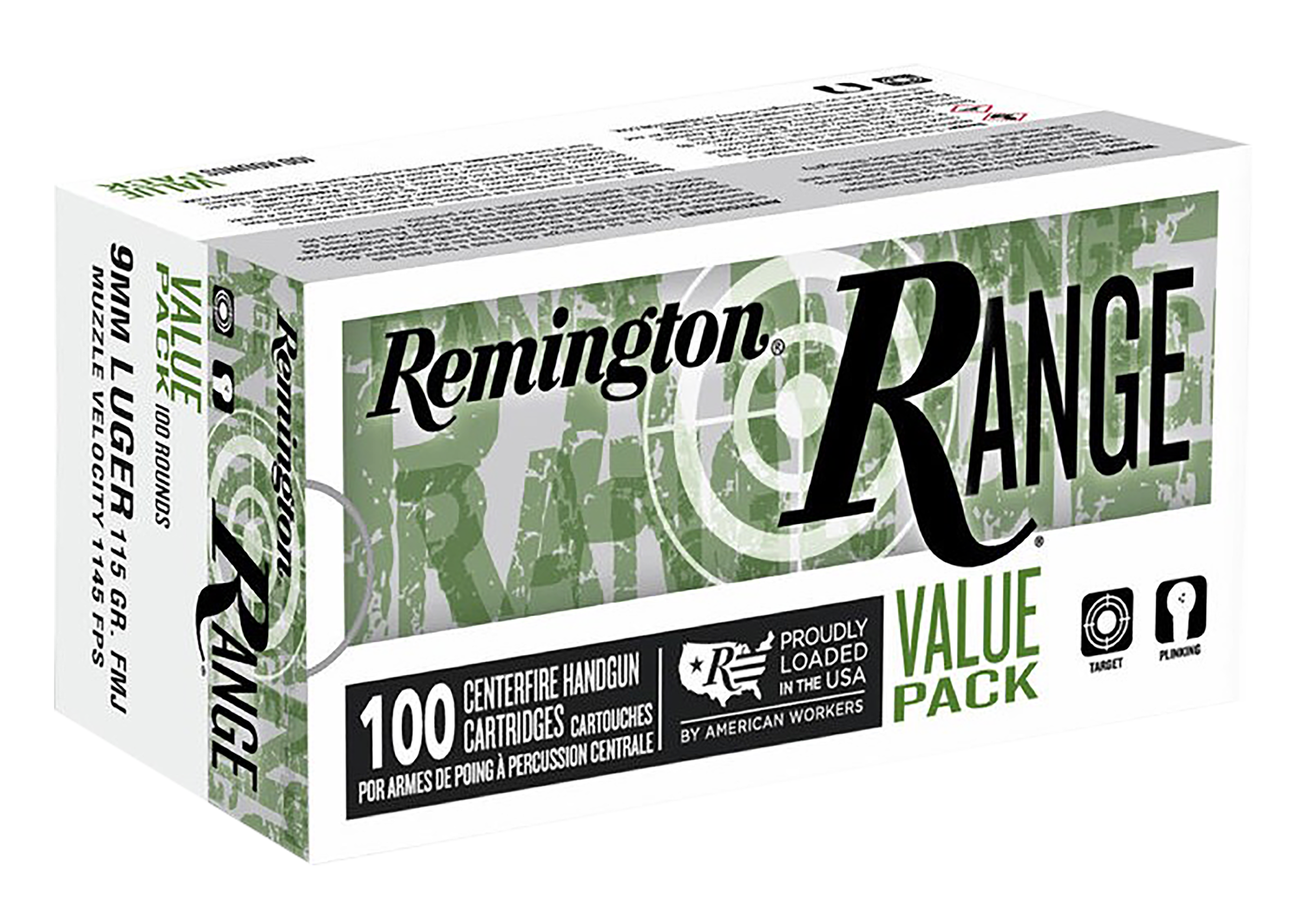 Remington Range 9mm Luger 115gr Full Metal Jacket Bulk Pack