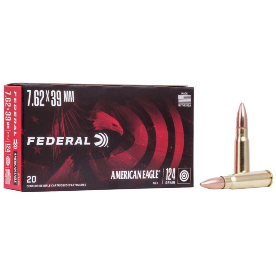 Federal American Eagle 7.62x39mm 124 grain Full Metal Jacket ammunition