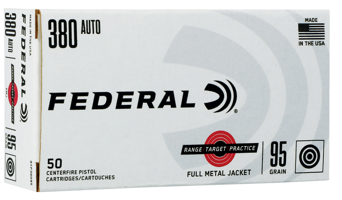 Federal RTP38095 Range and Target 380 ACP 95 gr Full Metal Jacket (FMJ)