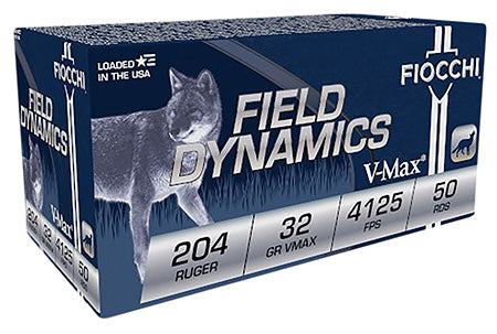 Fiocchi Field Dynamics .204 Ruger 32 grain Hornady V-Max ammunition