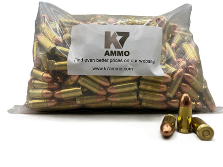 K7 9mm Luger 124 Grain Complete Metal Jacket (CMJ) Range Ammo Bulk Pack(1000ct) - MADE IN THE USA