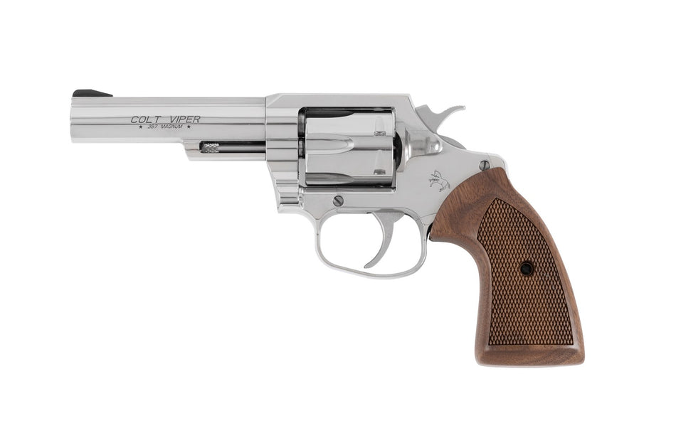 Colt Mfg VIPERSP4WRR Viper 357 Mag/38 Special 6rd 4.25" 1/2 Lug Stainless Steel Barrel, Stainless Steel Cylinder & Frame, American Walnut Grip, Exposed Hammer