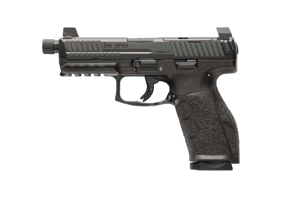 HK 81001225 VP9A1 X Tactical Full Size 9mm Luger 10+1 4.70" Black Threaded Barrel, Black Steel Serrated w/Optic Slide, Black Polymer Frame w/Picatinny Rail, Textured Grip