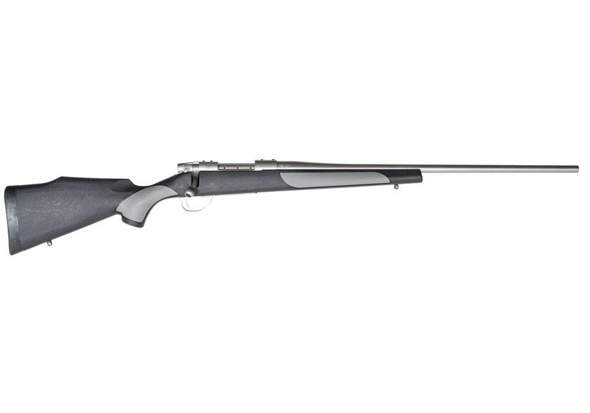 Weatherby Vanguard Weatherguard Full Size 6.5 PRC 3+1 24" Satin Threaded Barrel, Satin Stainless Steel Drilled & Tapped Receiver, Black/Gray Weatherguard Stock