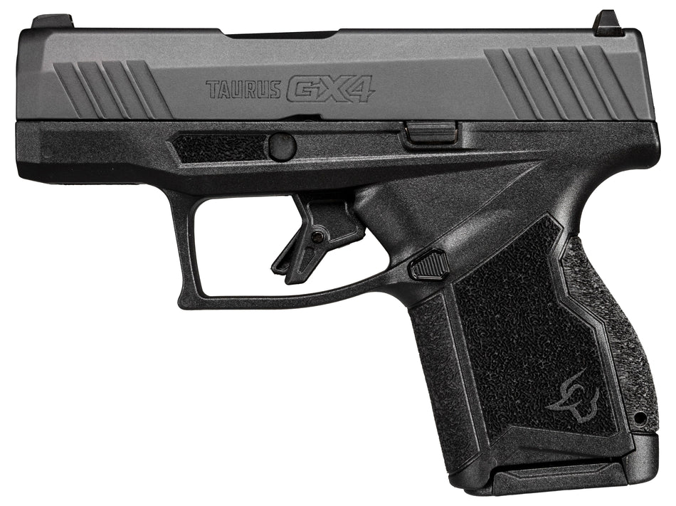 Taurus 1GX4M93110 GX4 Micro-Compact 9mm Luger 10+1 3.06" Satin Black DLC Barrel, Black Nitride Serrated Slide, Matte Stainless Steel Frame, Black Polymer w/Interchangeable Backstrap Grip Right Hand