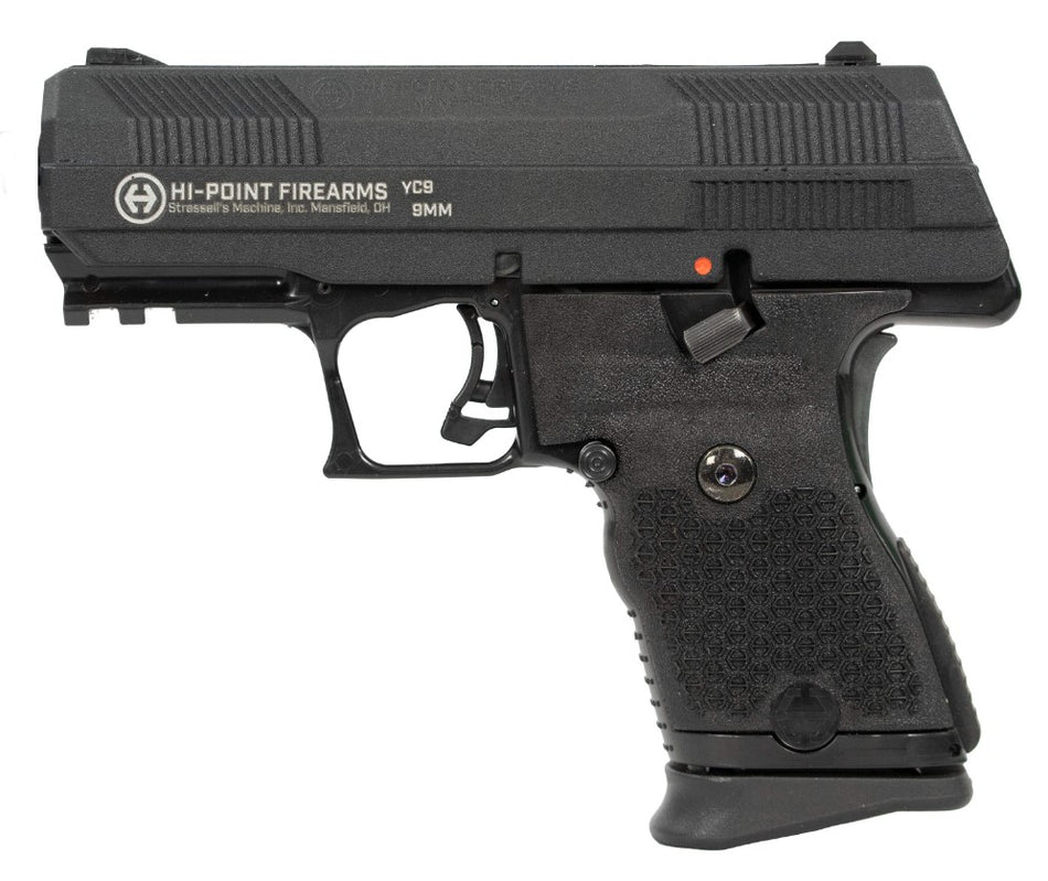 Hi-Point YC9NTB YC9 9mm Luger 10+1 3.93" Black Steel Barrel, Black YC9 Styled/Serrated Slide, Black Polymer Frame w/Picatinny Rail, Black Plastic Grips