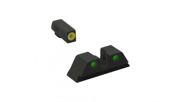 Meprolight Hyper-Bright Fixed Pistol Sight Set for CZ Shadow 2 - Yellow Front Green Rear