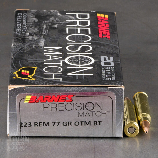 Barnes .223 Remington 32018 Precision Match Open Tip Match Boat-Tail 77 Grain